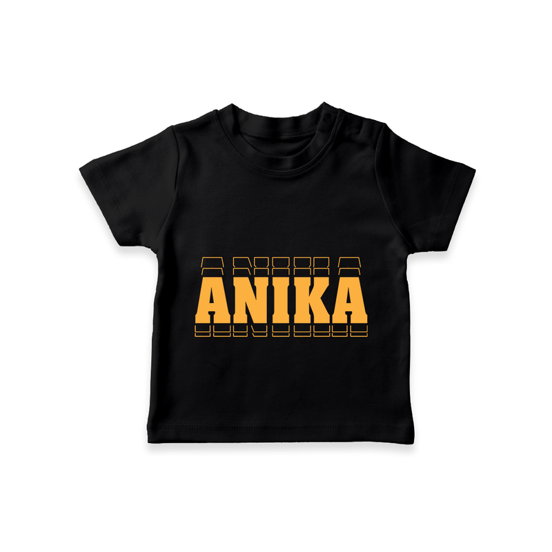 Crafted Just for You | Personalized Name T-Shirt Outfit - BLACK - 0-5 Months Old (Chest 17")