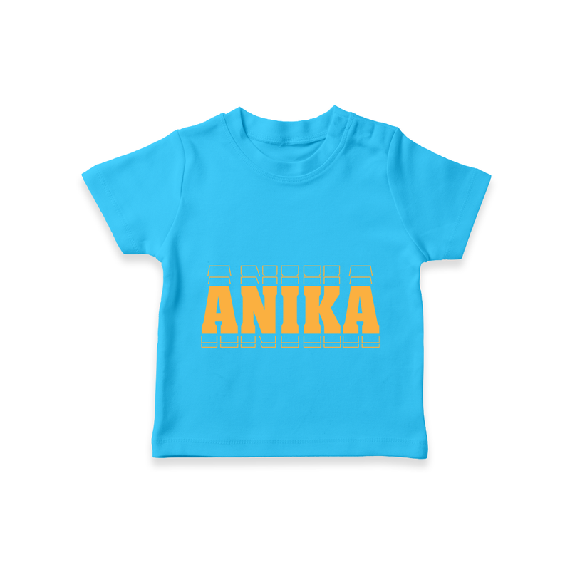 Crafted Just for You | Personalized Name T-Shirt Outfit - SKY BLUE - 0-5 Months Old (Chest 17")