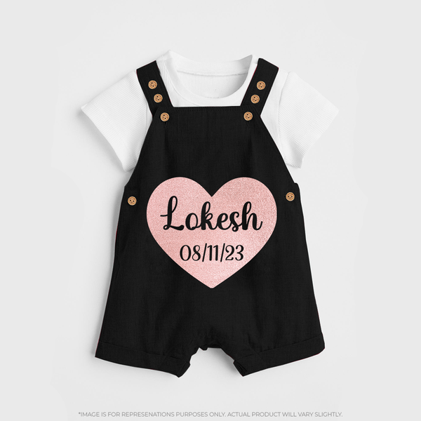 Baby Name Dungaree Set | Cute and Personalized Just for Your Baby - BLACK - 0 - 5 Months Old (Chest 18")