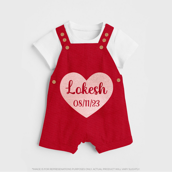 Baby Name Dungaree Set | Cute and Personalized Just for Your Baby - RED - 0 - 5 Months Old (Chest 18")