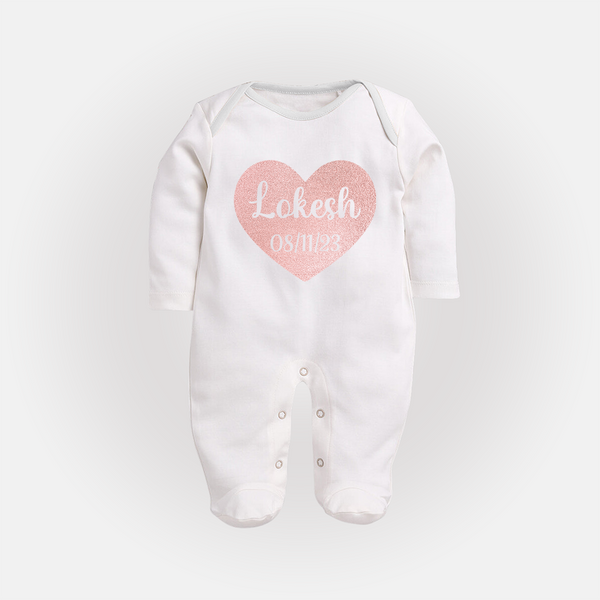 Baby Name Sleep Suit / Full Sleeve Bodysuit | Cute and Personalized Just for Your Baby - WHITE - New Born (Chest 7.5")