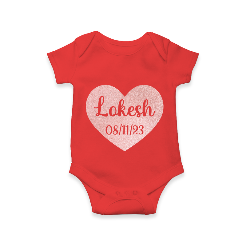 Beautiful Personalized Romper with Baby Name And Date of Birth - RED - 0 - 3 Months Old (Chest 16")