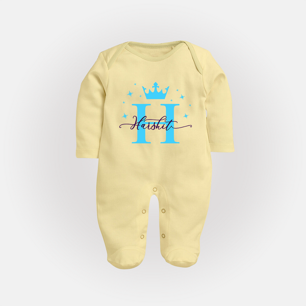 Baby's First Signature Sleep Suit / Full Sleeve Bodysuit | Personalized and Picture Ready - PASTEL YELLOW - New Born (Chest 7.5")