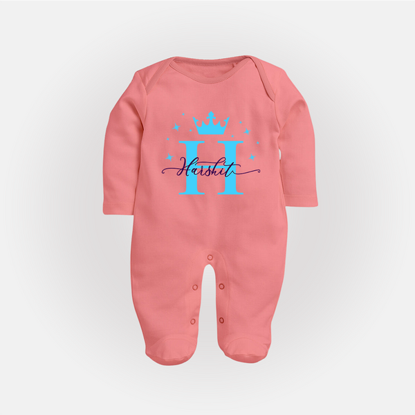 Baby's First Signature Sleep Suit / Full Sleeve Bodysuit | Personalized and Picture Ready - PEACH - New Born (Chest 7.5")