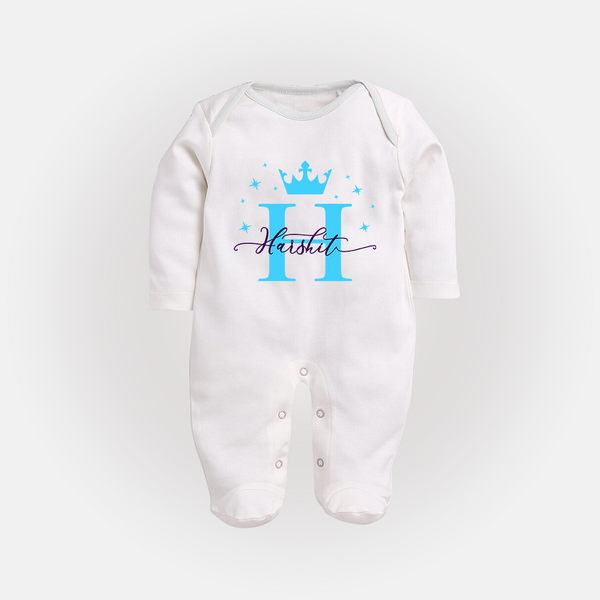 Baby's First Signature Sleep Suit / Full Sleeve Bodysuit | Personalized and Picture Ready - WHITE - New Born (Chest 7.5")
