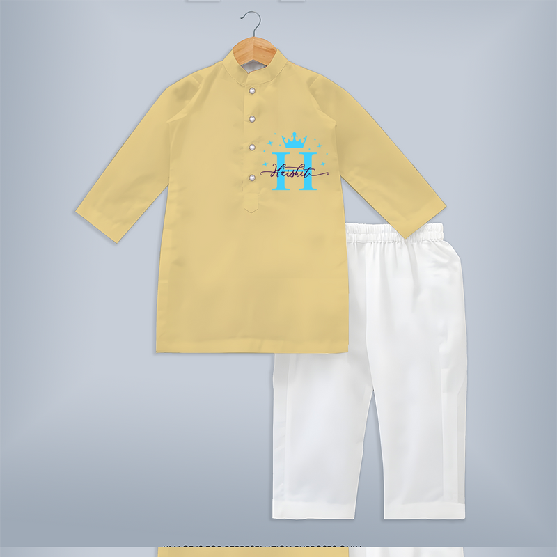 Baby's First Signature Kurta Set | Personalized and Picture Ready - PASTEL YELLOW - 3 - 6 Months Old (Chest 24", Kurta Length 14'', Waist 19", Pant Length 14")