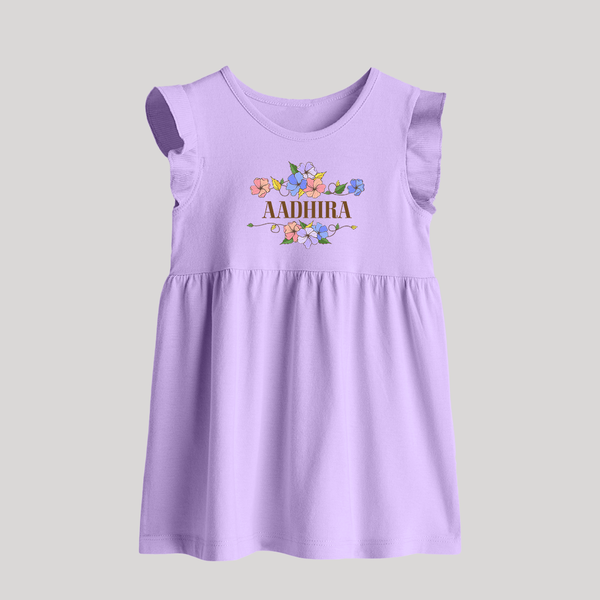Say It with Style | Personalized Name Baby Frock - LILAC - 0 - 3 Months Old (Chest 17")