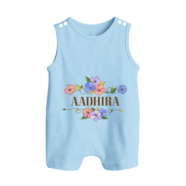Say It with Style | Personalized Name Romper Suit / Sleeveless Romper - BABY BLUE - 0 - 5 Months Old (Chest 18")