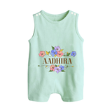 Say It with Style | Personalized Name Romper Suit / Sleeveless Romper - MINT GREEN - 0 - 5 Months Old (Chest 18")