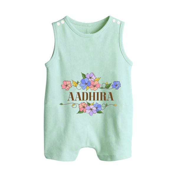 Say It with Style | Personalized Name Romper Suit / Sleeveless Romper - MINT GREEN - 0 - 5 Months Old (Chest 18")