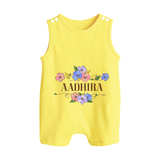 Say It with Style | Personalized Name Romper Suit / Sleeveless Romper - PASTEL YELLOW - 0 - 5 Months Old (Chest 18")