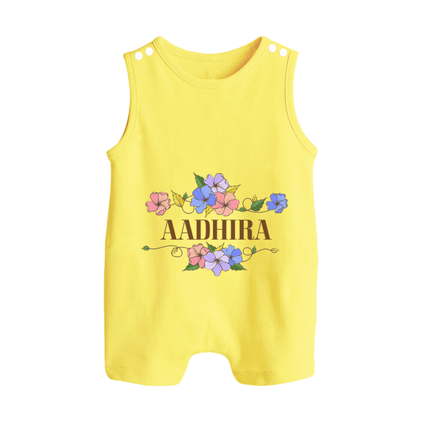 Say It with Style | Personalized Name Romper Suit / Sleeveless Romper - PASTEL YELLOW - 0 - 5 Months Old (Chest 18")