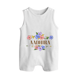Say It with Style | Personalized Name Romper Suit / Sleeveless Romper - WHITE - 0 - 5 Months Old (Chest 18")