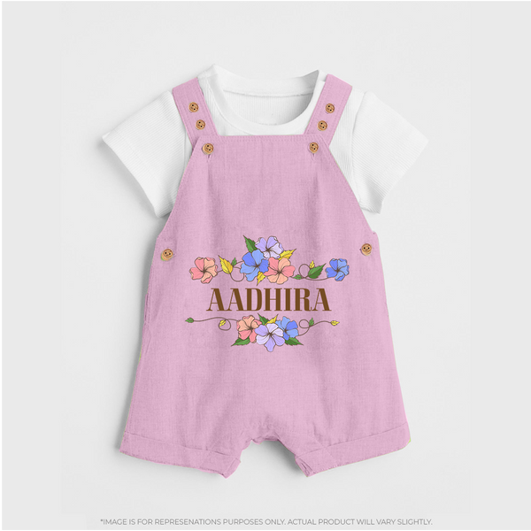 Say It with Style | Personalized Name Dungaree Set - BABY PINK - 0 - 5 Months Old (Chest 18")
