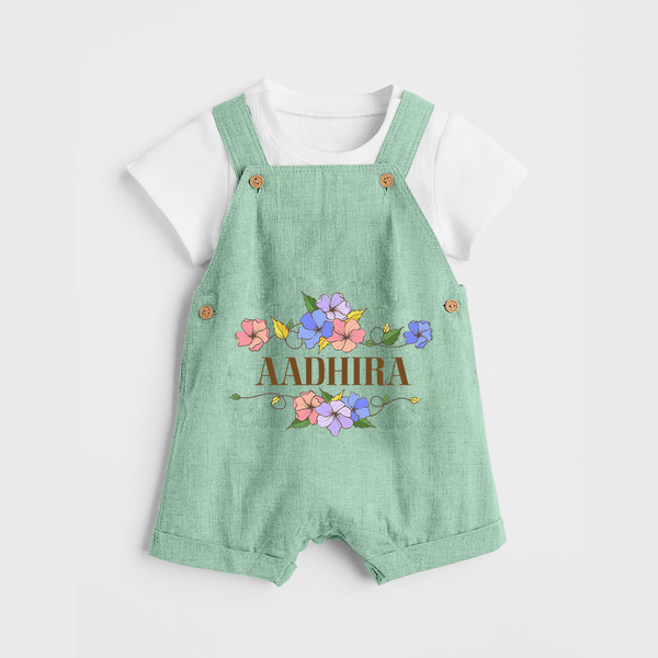 Say It with Style | Personalized Name Dungaree Set - MINT GREEN - 0 - 5 Months Old (Chest 18")