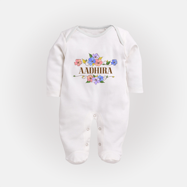 Say It with Style | Personalized Name Sleep Suit / Full Sleeve Bodysuit - WHITE - New Born (Chest 7.5")