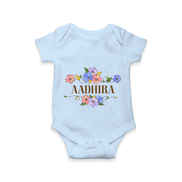 Say It with Style | Personalized Name Romper / Onesie - BABY BLUE - New Born (Chest 14")