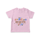 Custom Baby Name Printed T-Shirt for Your Little One - PINK - 0-5 Months Old (Chest 17")