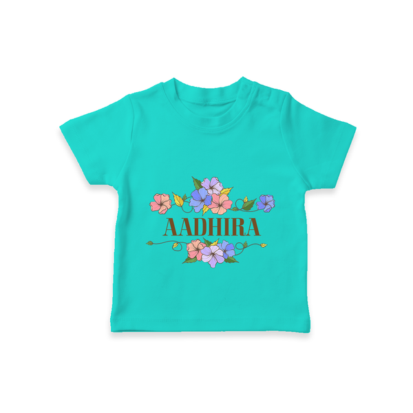 Say It with Style | Personalized Name T-Shirt - TEAL - 0-5 Months Old (Chest 17")