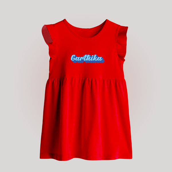 Your Name Here Baby Frock | A Soft Personalized Keepsake - RED - 0 - 3 Months Old (Chest 17")