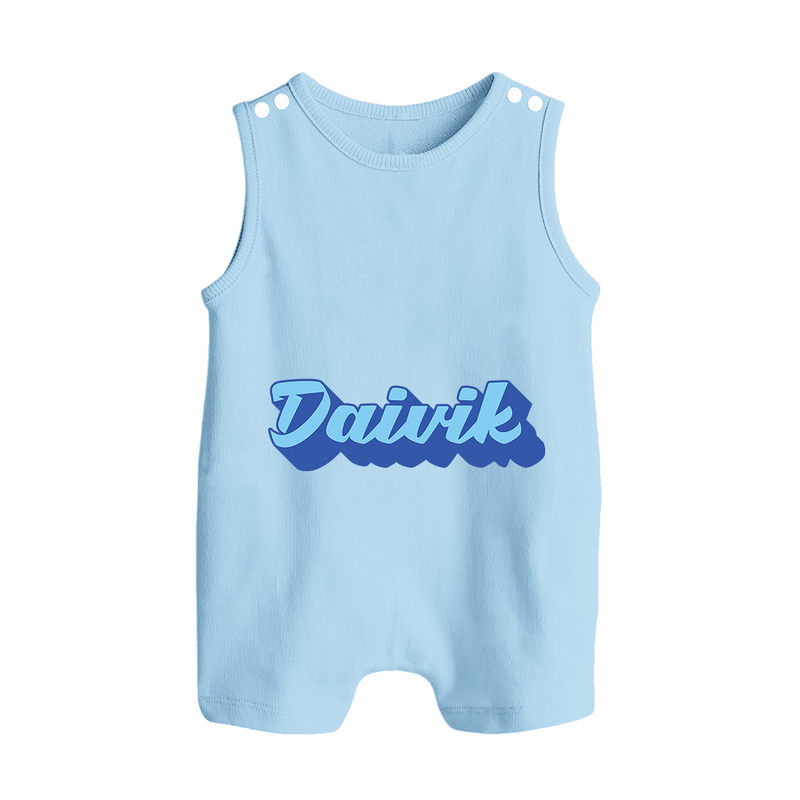 Your Name Here Romper Suit / Sleeveless Romper | A Soft Personalized Keepsake - BABY BLUE - 0 - 5 Months Old (Chest 18")