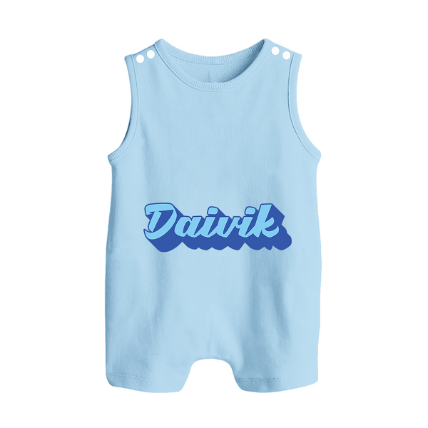 Your Name Here Romper Suit / Sleeveless Romper | A Soft Personalized Keepsake - BABY BLUE - 0 - 5 Months Old (Chest 18")