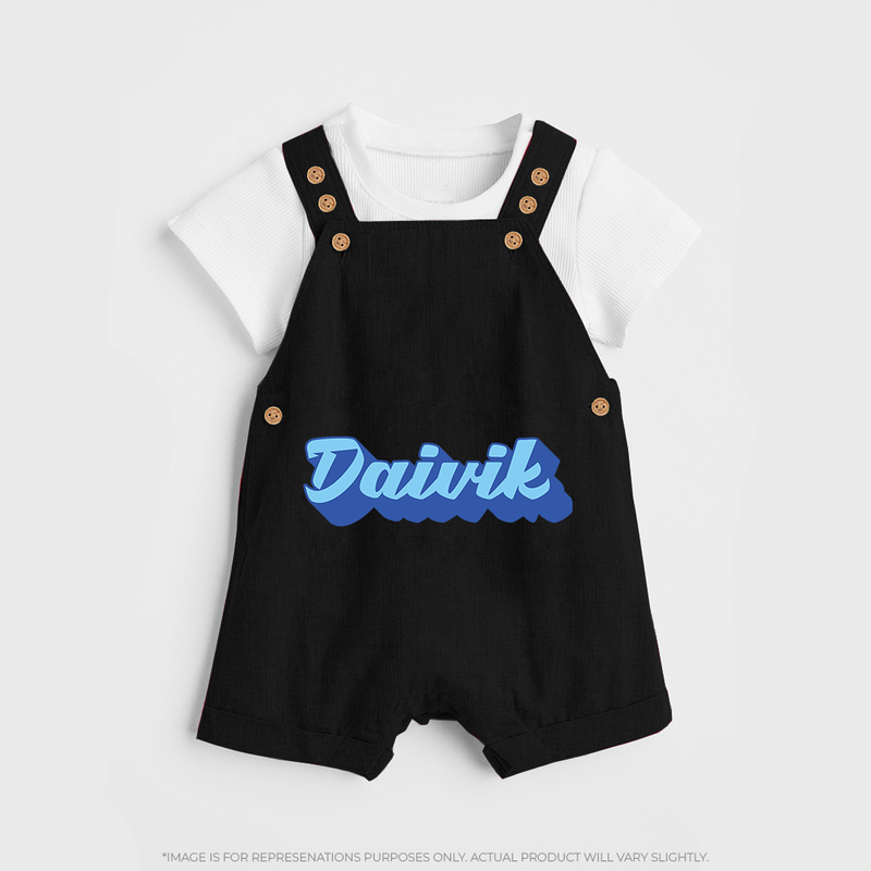 Your Name Here Dungaree Set | A Soft Personalized Keepsake - BLACK - 0 - 5 Months Old (Chest 18")