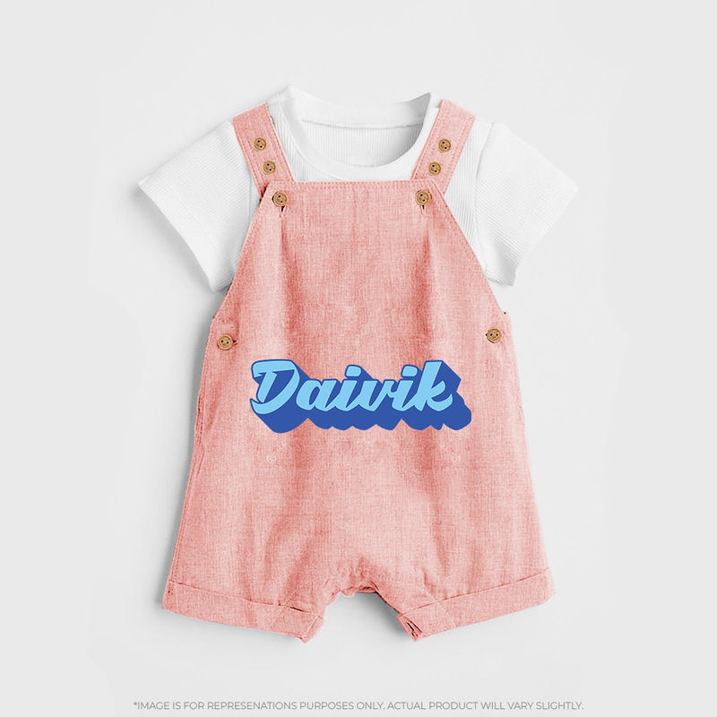 Your Name Here Dungaree Set | A Soft Personalized Keepsake - PEACH - 0 - 5 Months Old (Chest 18")