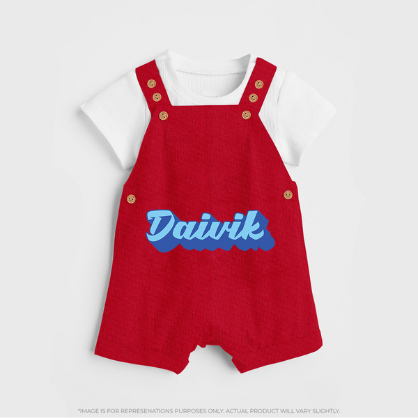 Your Name Here Dungaree Set | A Soft Personalized Keepsake - RED - 0 - 5 Months Old (Chest 18")