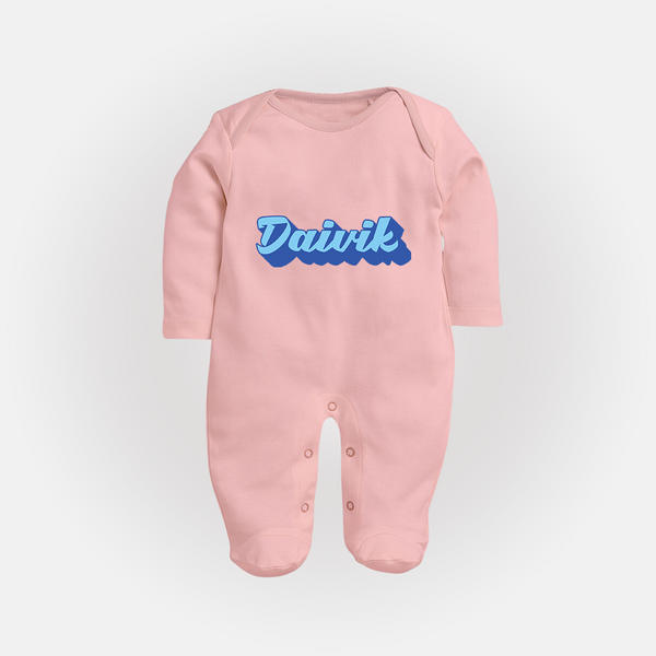 Your Name Here Sleep Suit / Full Sleeve Bodysuit | A Soft Personalized Keepsake - BABY PINK - New Born (Chest 7.5")