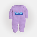 Your Name Here Sleep Suit / Full Sleeve Bodysuit | A Soft Personalized Keepsake - LILAC - New Born (Chest 7.5")