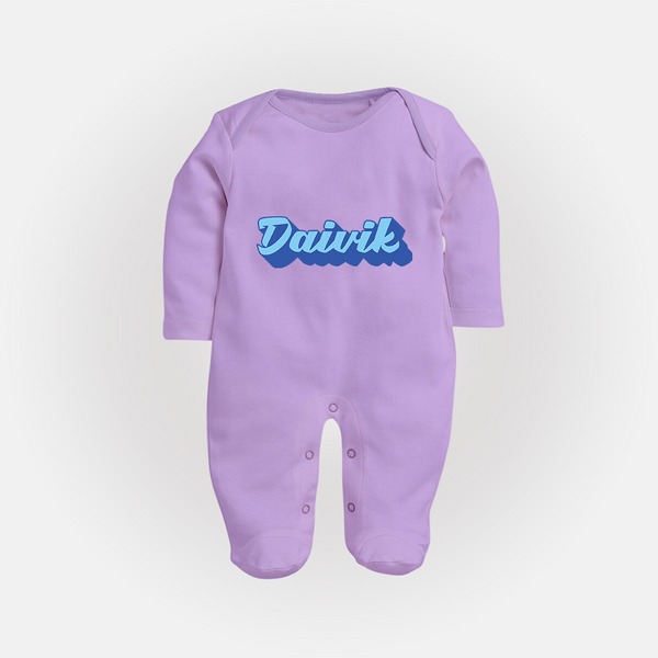 Your Name Here Sleep Suit / Full Sleeve Bodysuit | A Soft Personalized Keepsake - LILAC - New Born (Chest 7.5")