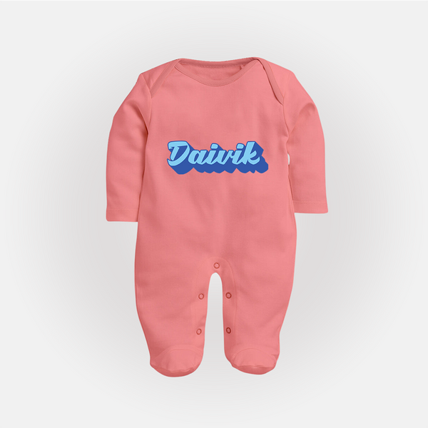 Your Name Here Sleep Suit / Full Sleeve Bodysuit | A Soft Personalized Keepsake - PEACH - New Born (Chest 7.5")