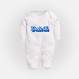 Your Name Here Sleep Suit / Full Sleeve Bodysuit | A Soft Personalized Keepsake - WHITE - New Born (Chest 7.5")