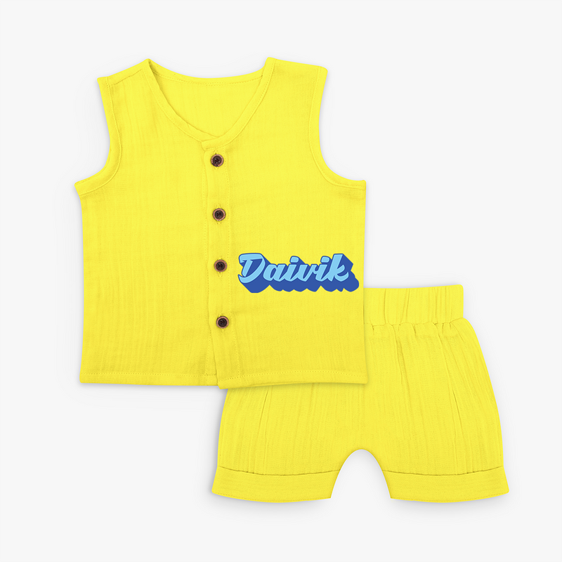 Baby Name Printed Jabla Sets for a Unique Touch - YELLOW - 0 - 3 Months Old (Chest 9.8")