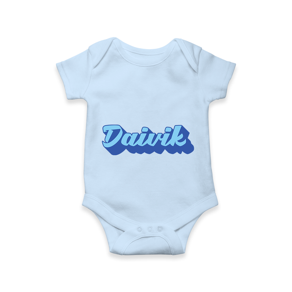 Your Name Here Romper / Onesie | A Soft Personalized Keepsake - BABY BLUE - New Born (Chest 14")