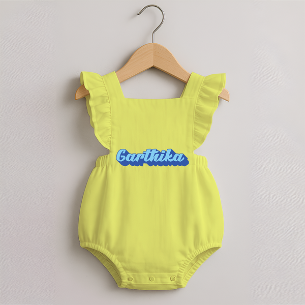 Your Name Here Romper Frock | A Soft Personalized Keepsake - PASTEL YELLOW - 0 - 3 Months Old (Chest 19")