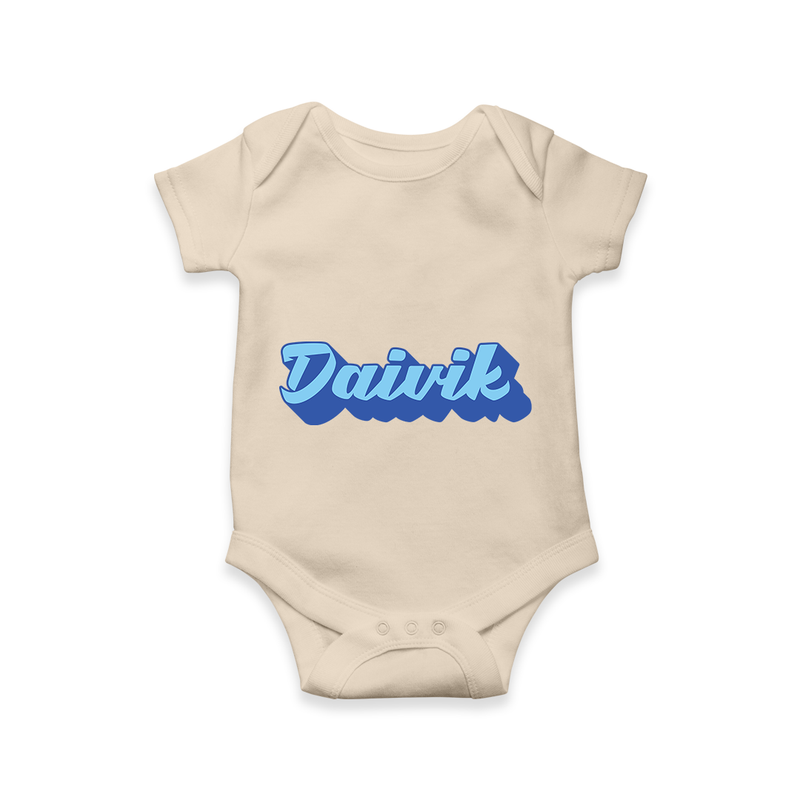 Baby Name Printed Romper for a Unique Touch - IVORY - 0 - 3 Months Old (Chest 16")