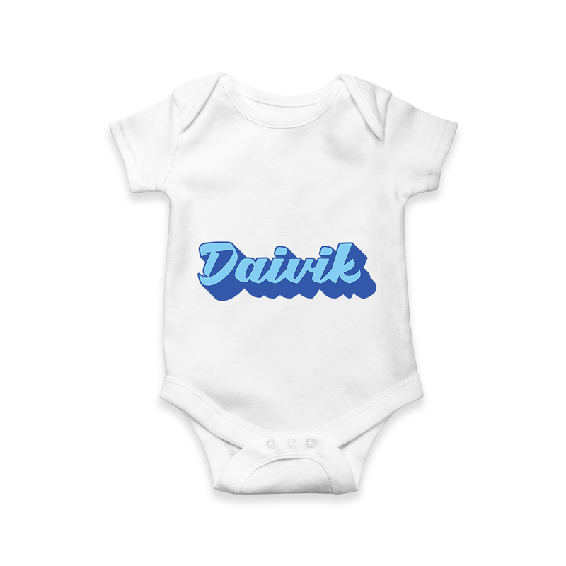 Baby Name Printed Romper for a Unique Touch - WHITE - 0 - 3 Months Old (Chest 16")