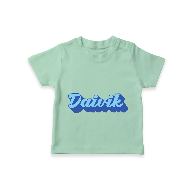 Baby Name Printed T-Shirt for a Unique Touch - MINT GREEN - 0-5 Months Old (Chest 17")