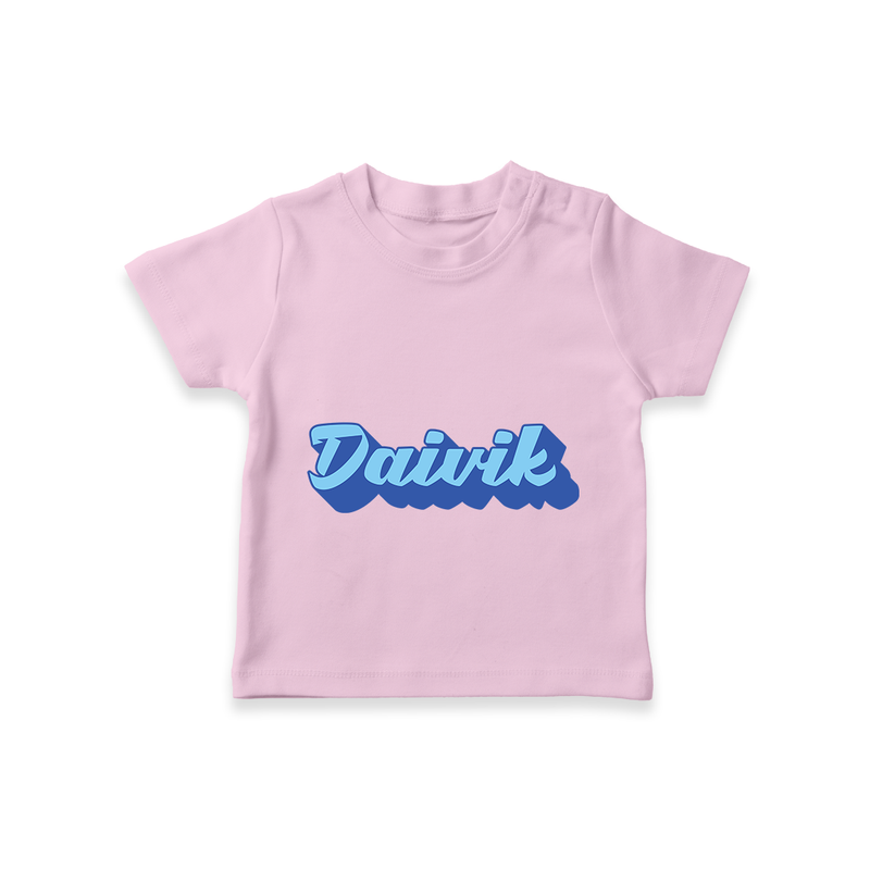 Baby Name Printed T-Shirt for a Unique Touch - PINK - 0-5 Months Old (Chest 17")