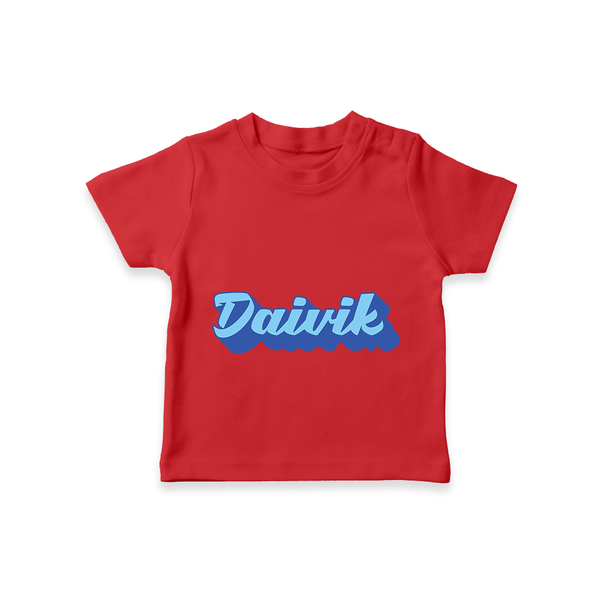 Baby Name Printed T-Shirt for a Unique Touch - RED - 0-5 Months Old (Chest 17")