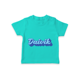 Baby Name Printed T-Shirt for a Unique Touch - TEAL - 0-5 Months Old (Chest 17")