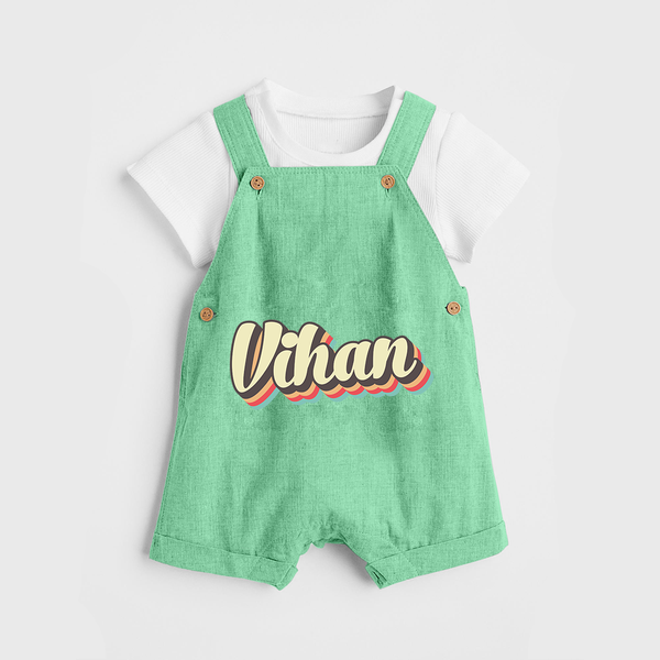 Make It Mine Dungaree Set | Featuring Your Baby's Name - GREEN - 0 - 5 Months Old (Chest 18")