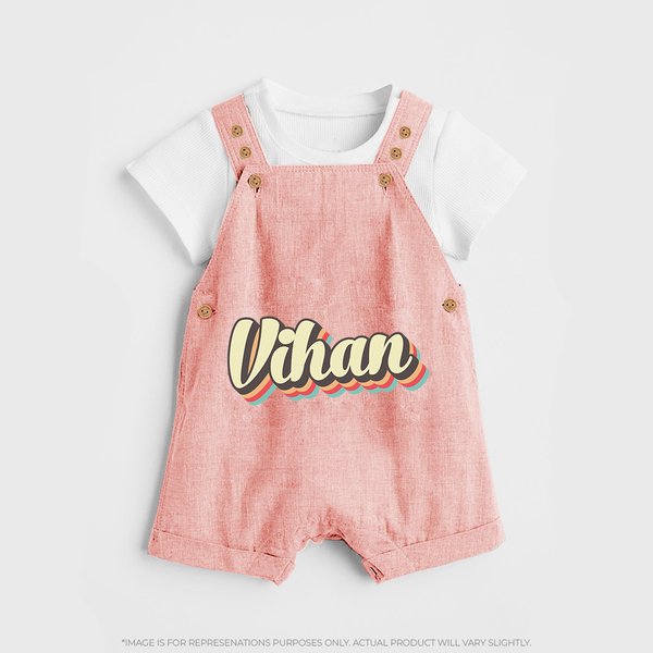 Make It Mine Dungaree Set | Featuring Your Baby's Name - PEACH - 0 - 5 Months Old (Chest 18")