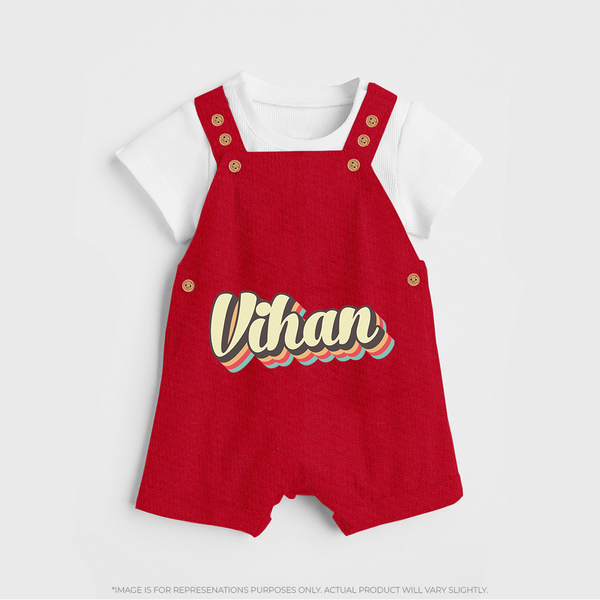 Make It Mine Dungaree Set | Featuring Your Baby's Name - RED - 0 - 5 Months Old (Chest 18")