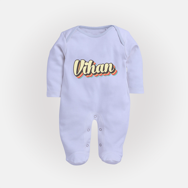 Make It Mine Sleep Suit / Full Sleeve Bodysuit | Featuring Your Baby's Name - BABY BLUE - New Born (Chest 7.5")