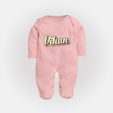 Make It Mine Sleep Suit / Full Sleeve Bodysuit | Featuring Your Baby's Name - BABY PINK - New Born (Chest 7.5")