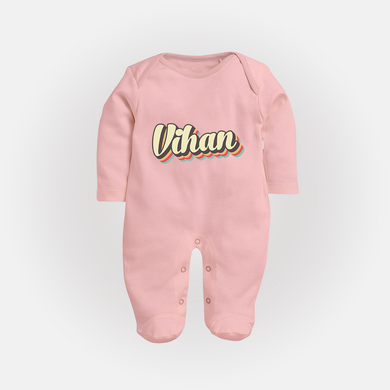 Make It Mine Sleep Suit / Full Sleeve Bodysuit | Featuring Your Baby's Name - BABY PINK - New Born (Chest 7.5")