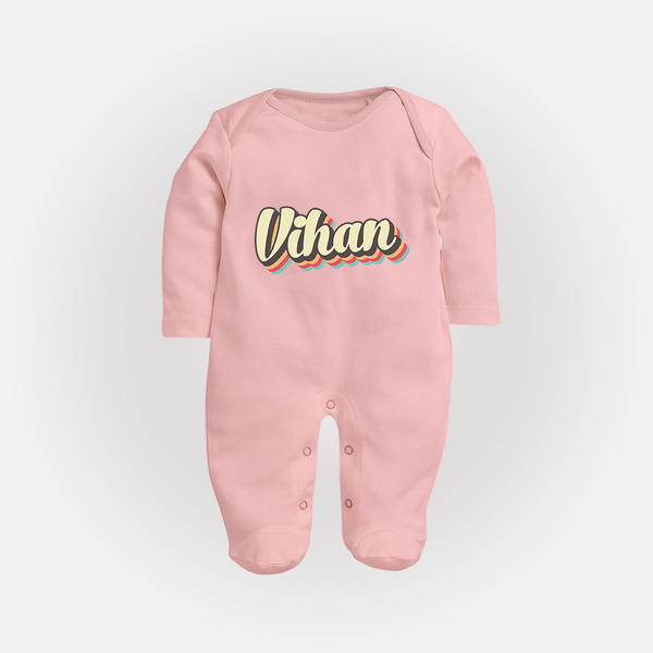 Make It Mine Sleep Suit / Full Sleeve Bodysuit | Featuring Your Baby's Name - BABY PINK - New Born (Chest 7.5")